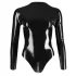 Body feminino de manga comprida em látex (preto) - L