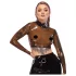 Late X top em látex transparente (preto translúcido)