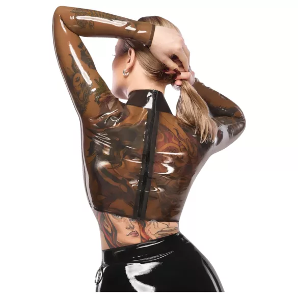 Late X top em látex transparente (preto translúcido)