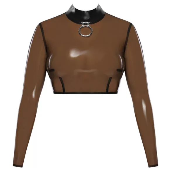 Late X top em látex transparente (preto translúcido)