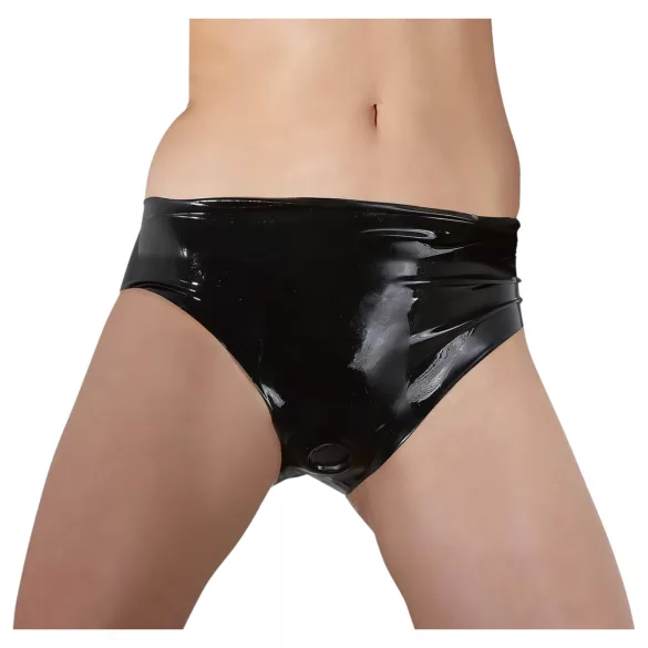 Calcinhas de látex femininas com dildo interno (preto) - M