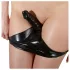 Calcinhas de látex femininas com dildo interno (preto) - M