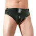 Cueca masculina de látex com pénis interno e dildo anal (preta)
