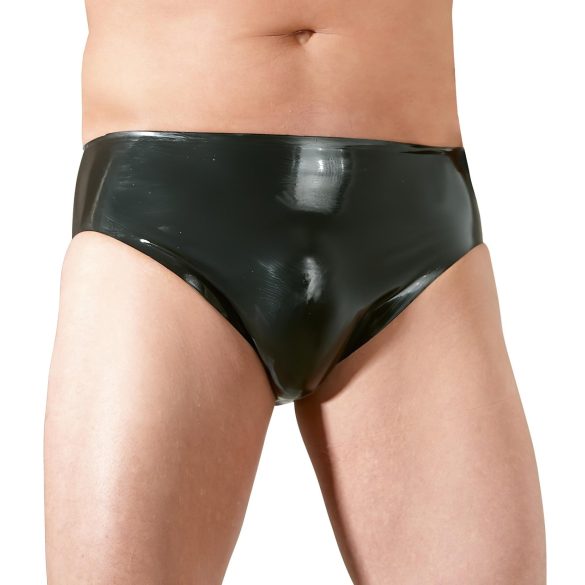 LATEX - cueca masculina com pênis interno e plug anal - látex preto - XL