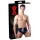 Cueca masculina de látex com dildo anal interno cônico (preto) - M