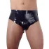 Cueca masculina de látex com dildo anal interno cônico (preto) - XL