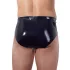 Cueca masculina de látex com dildo anal interno cônico (preto) - XL