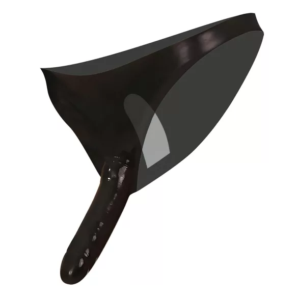 Calça de látex com dildo interno e externo (preto, S‑L)