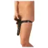 Calça de látex com dildo interno e externo (preto, S‑L)