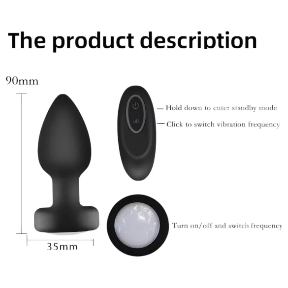 Mrow - vibrador anal com luz e controle remoto - silicone preto