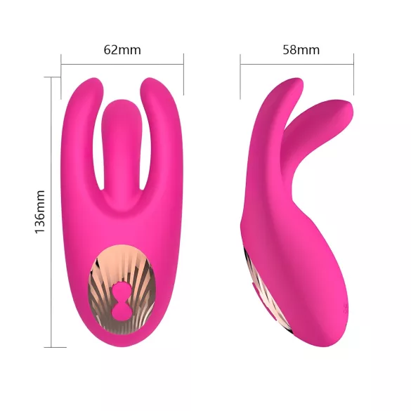 Mrow - vibrador clitóris recarregável 3 pontas silicone rosa