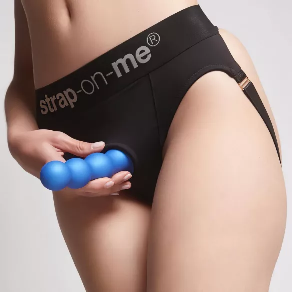 Strap-on-me - dildo com bolas e ventosa - silicone azul - tamanho S