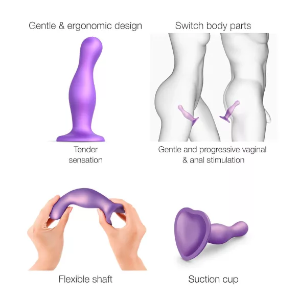 Strap-on-me Curvy S - dildo ondulado com ventosa (roxo)