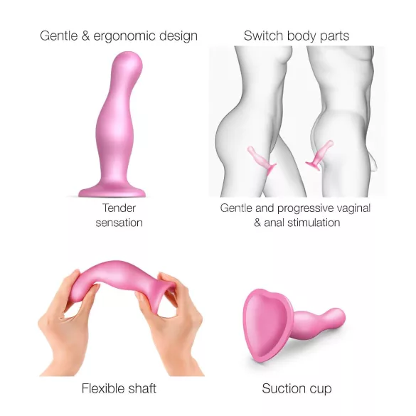 Strap-on-me Curvy S - dildo ondulado com ventosa (rosa)