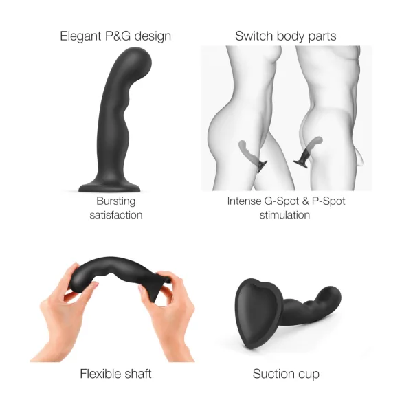 Strap-on-me - dildo com ventosa curvado - preto - tamanho L