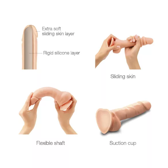 Strap-on-me - dildo com ventosa dupla camada - cor natural