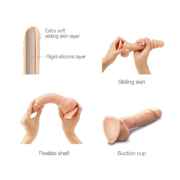 Strap-on-me - dildo com ventosa dupla camada - cor natural - tamanho M