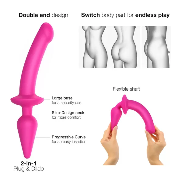 Strap-on-me Switch Semi-Realistic L - dildo 2 em 1 de silicone (rosa)