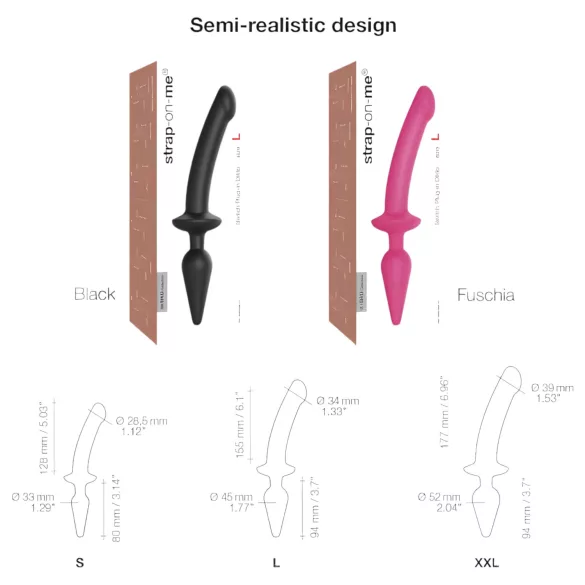 Strap-on-me Switch Semi-Realistic L - dildo 2 em 1 de silicone (rosa)