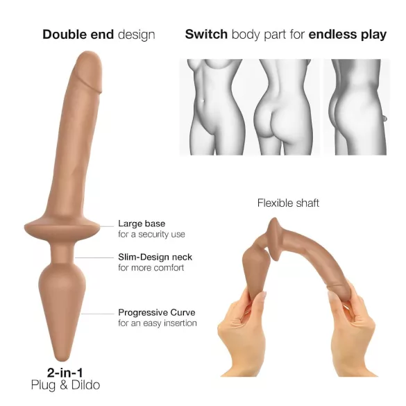 Strap-on-me Switch Realistic S - dildo 2 em 1 de silicone (cor natural)