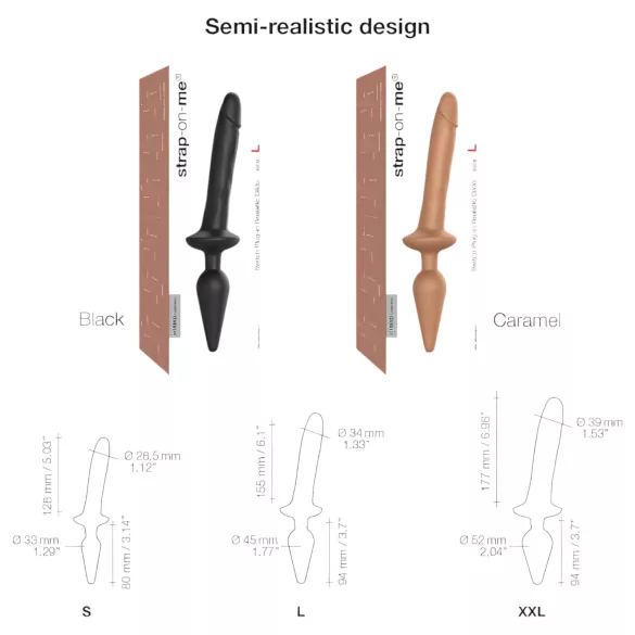 Strap-on-me Switch Realistic S - dildo 2 em 1 de silicone (cor natural)