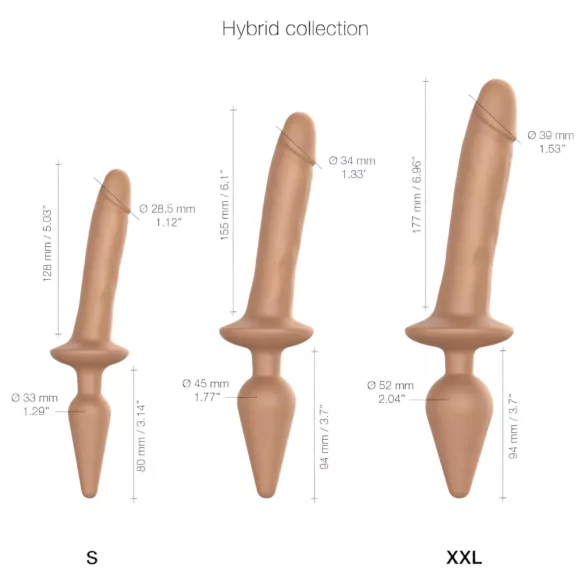 Strap-on-me Switch Realistic S - dildo 2 em 1 de silicone (cor natural)