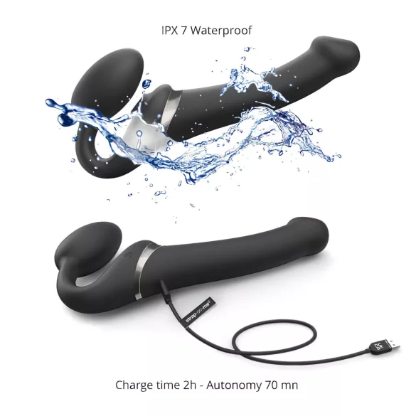 Strap-on-me - vibrador strap-on com pulsação de ar - silicone preto