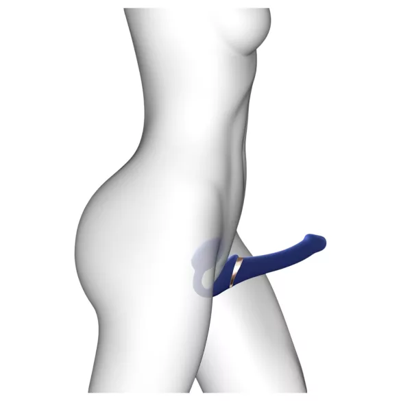 Strap-on-me S - vibrador com ondas de ar e arnês ajustável - (azul)