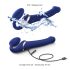 Strap-on-me S - vibrador com ondas de ar e arnês ajustável - (azul)