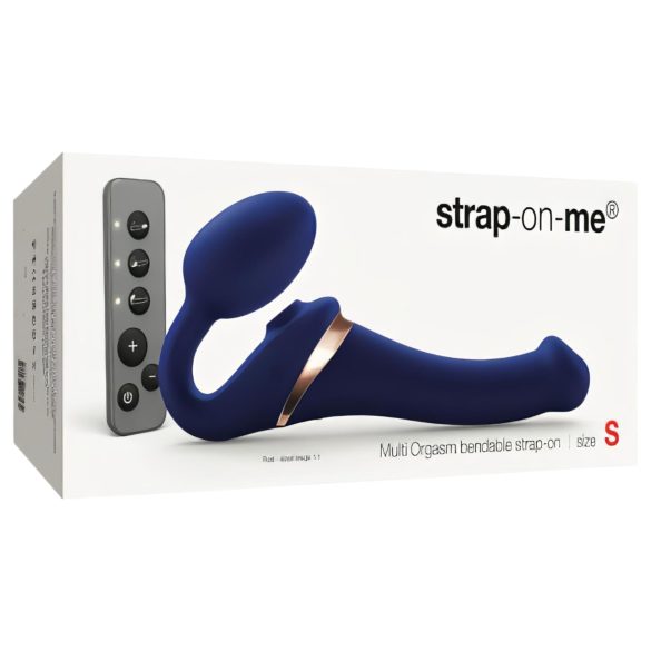 Strap-on-me S - vibrador com ondas de ar e arnês ajustável - (azul)