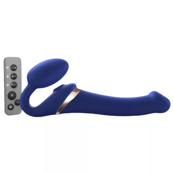 Strap-on-me - vibrador com cinta léghullámos - silicone azul tamanho M
