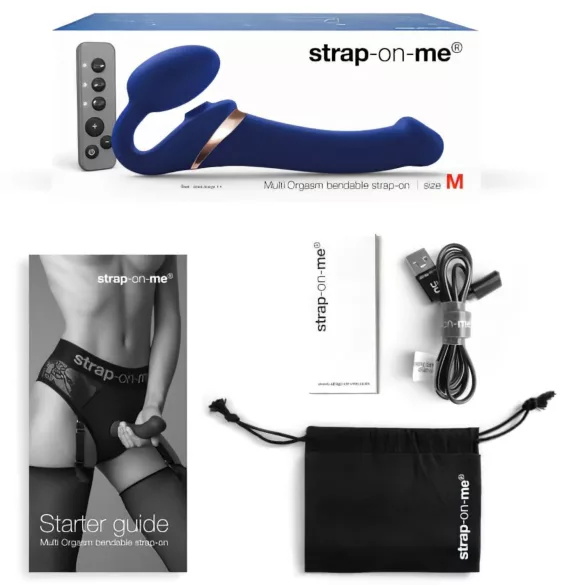 Strap-on-me - vibrador com cinta léghullámos - silicone azul tamanho M