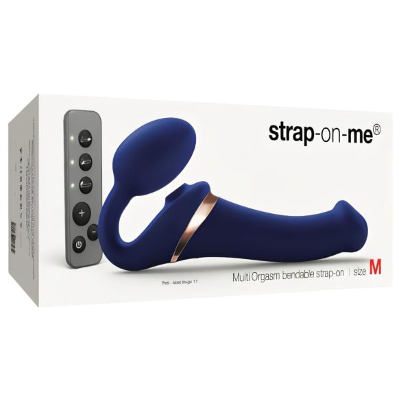 Strap-on-me - vibrador com cinta léghullámos - silicone azul tamanho M