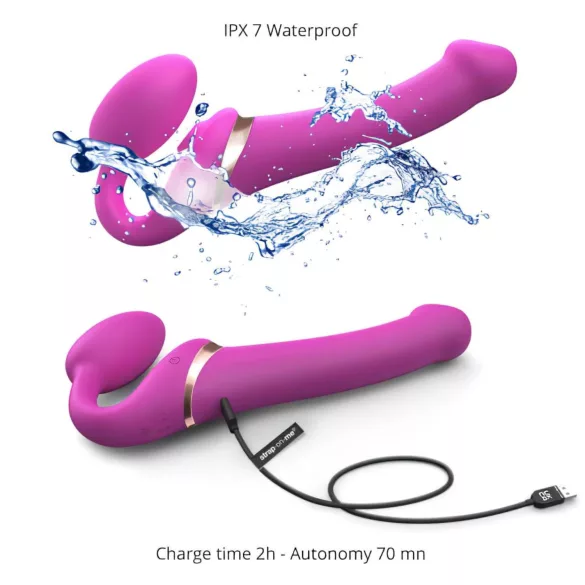 Strap-on-me M - vibrador com cinto, de ondas de ar (rosa)