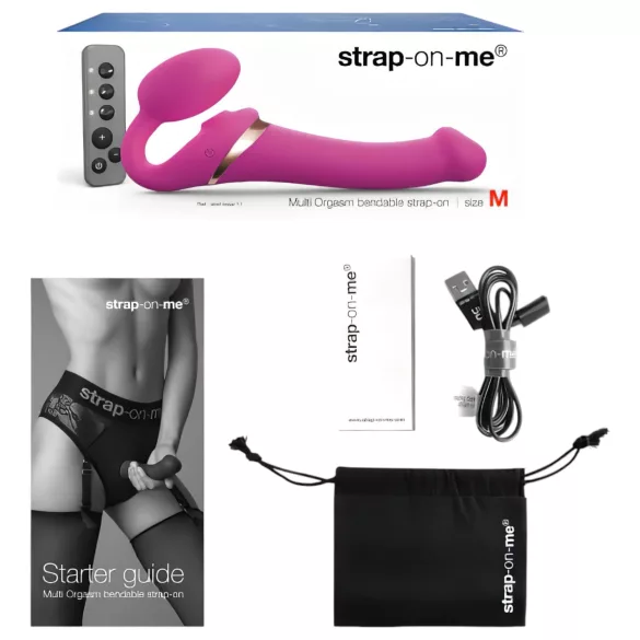 Strap-on-me M - vibrador com cinto, de ondas de ar (rosa)