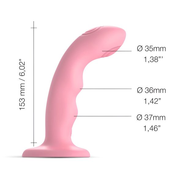 Strap-on-me M - à prova d'água, vibrador pulsante de ponto G (rosa)