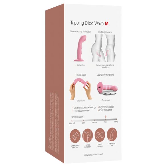 Strap-on-me M - à prova d'água, vibrador pulsante de ponto G (rosa)