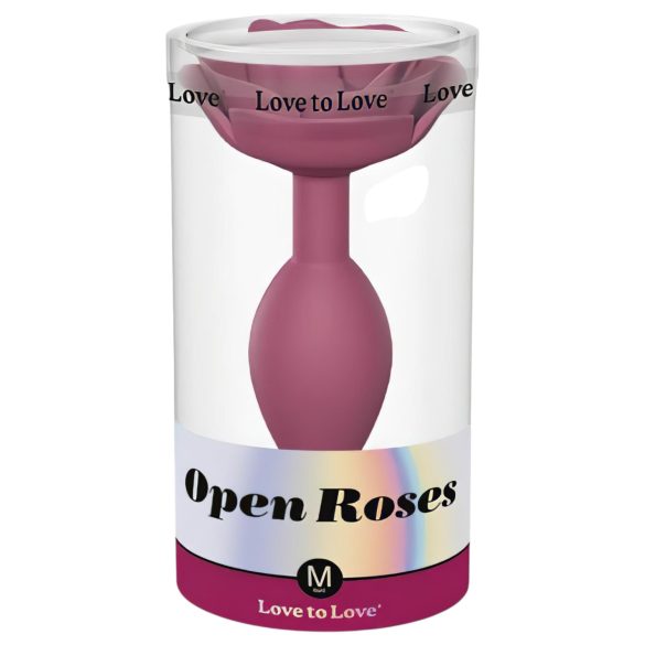 Amor para Amar Rosas Abertas M - plugue anal de silicone (vermelho)