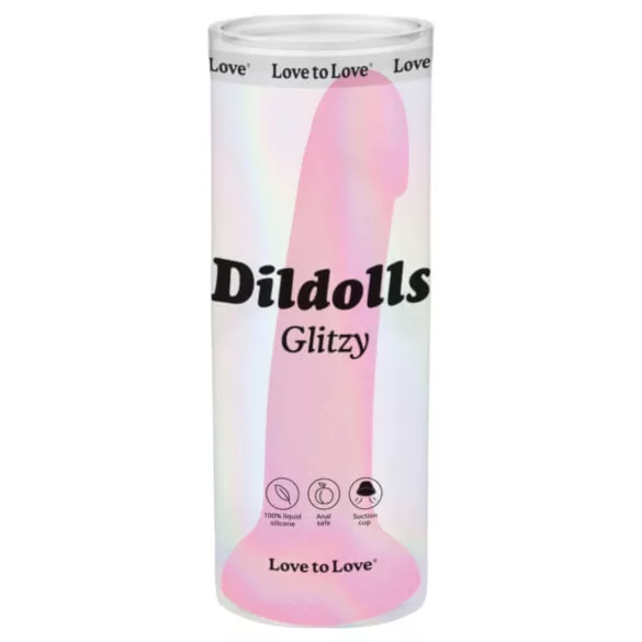 Dildolls Glitzy - dildo de silicone com ventosa (rosa)