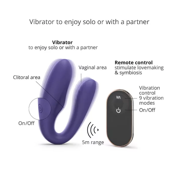 Love to Love - vibrador casal com controle remoto recarregável - lilás