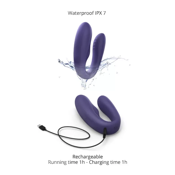 Love to Love - vibrador casal com controle remoto recarregável - lilás