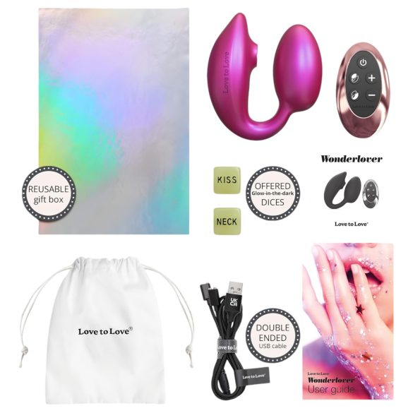 Wonderlover - vibrador ponto G e clitóris (rosa metálico)