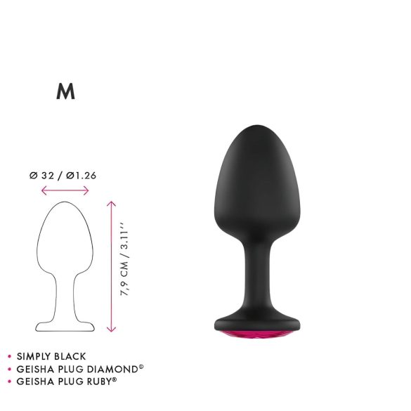 Dorcel - plug anal com pedra rosa - tamanho M - preto