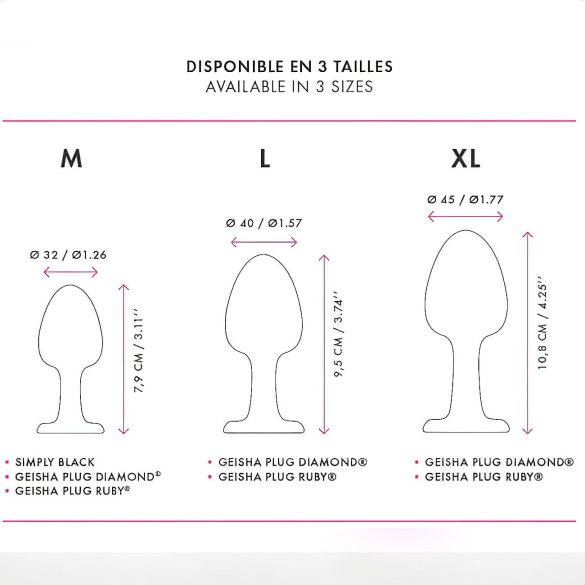 Dorcel - plug anal com pedra rosa - tamanho M - preto