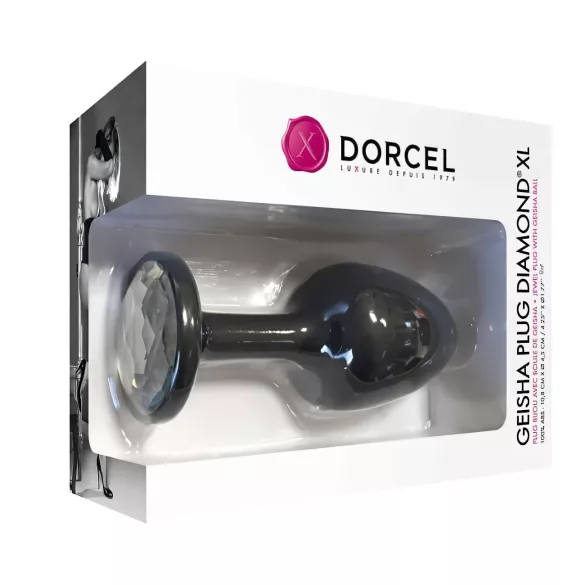 Dorcel Geisha Plug Diamond XL - plug anal com pedra branca (preto)