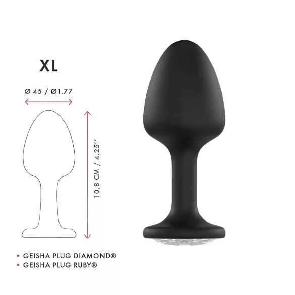 Dorcel Geisha Plug Diamond XL - plug anal com pedra branca (preto)