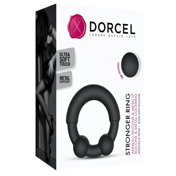 Dorcel Stronger Ring - anel peniano com inserto metálico - silicone preto