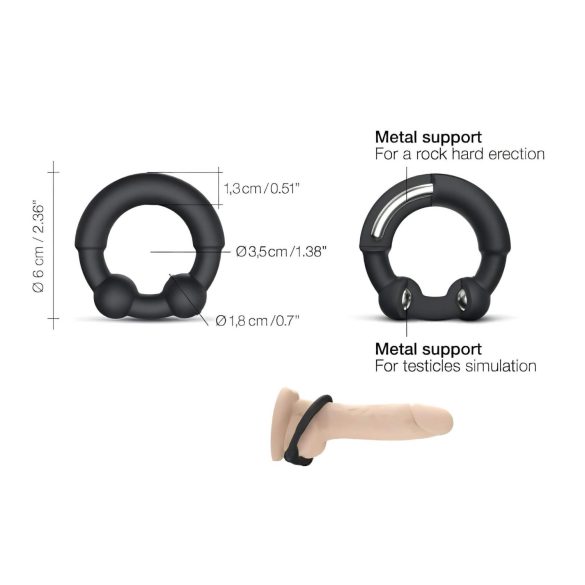 Dorcel Stronger Ring - anel peniano com inserto metálico - silicone preto