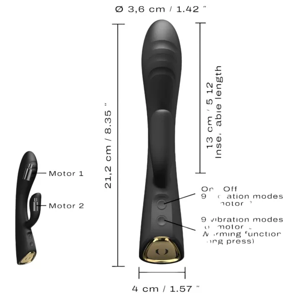 Dorcel Flexi Rabbit - vibrador aquecido com estimulador de clitóris (preto)