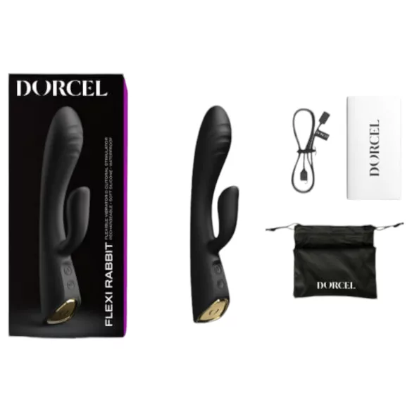 Dorcel Flexi Rabbit - vibrador aquecido com estimulador de clitóris (preto)
